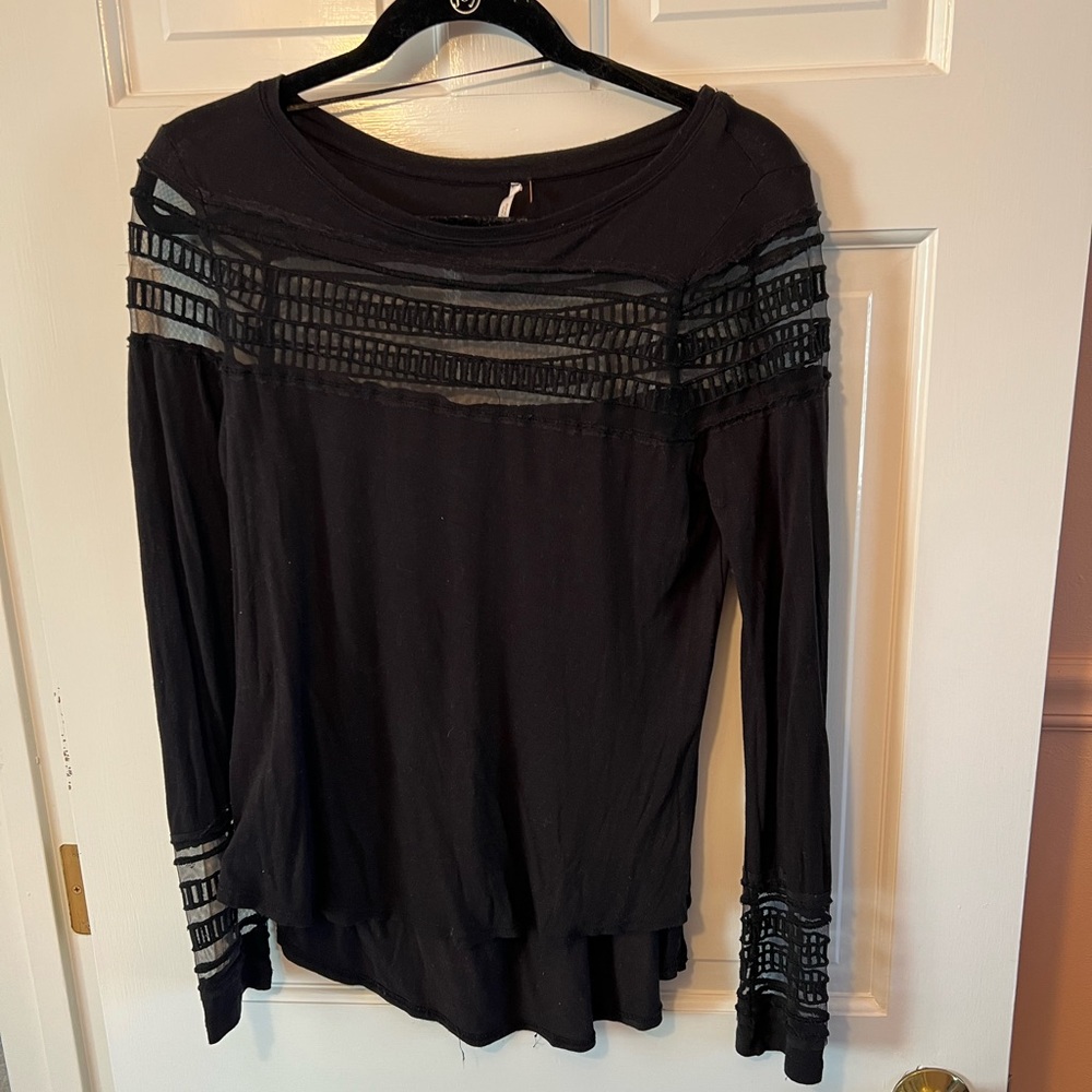Free People black long sleeve top